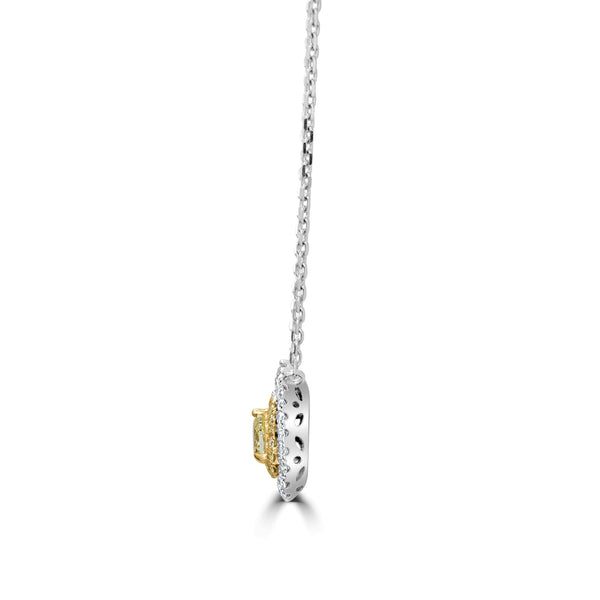 0.17ct Yellow Diamond Pendant with 0.3tct Diamonds set in 14K Two Tone Gold