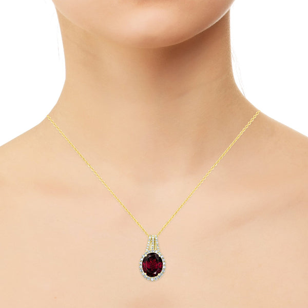 14.83ct Rhodolite Garnet Pendant with 1.46tct Diamonds set in 18K Yellow Gold