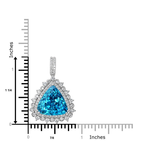 17.32ct Blue Zircon Pendant with 0.9tct Diamonds set in 18K White Gold