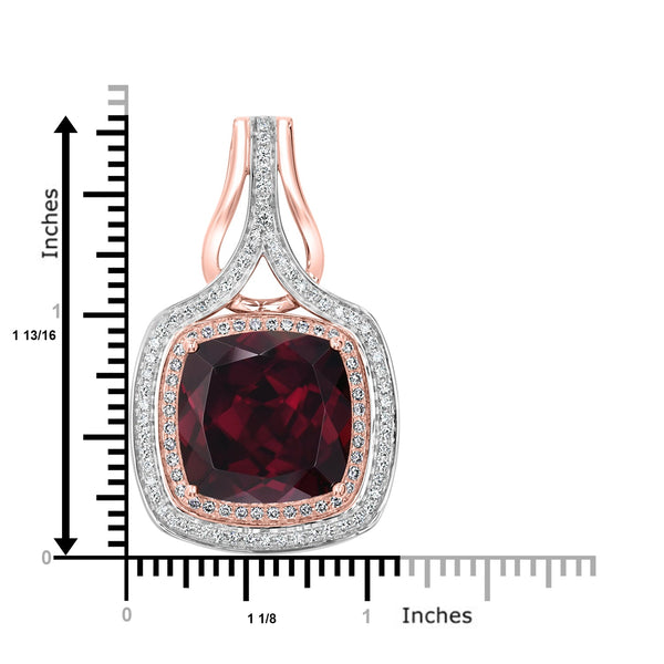 23.1ct Red Zircon Pendant with 0.78tct Diamonds set in 18K Two Tone Gold