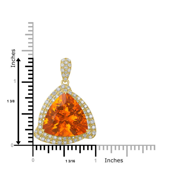 10.33ct Fire Opal Pendant with 0.12tct Diamonds set in 18K Yellow Gold