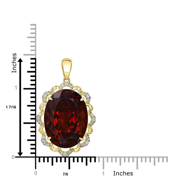 20.5ct Citrine Pendant with 0.34tct Diamonds set in 18K Yellow Gold