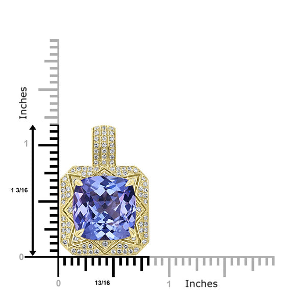 12.61ct Tanzanite Pendant with 0.62tct Diamonds set in 18K Yellow Gold