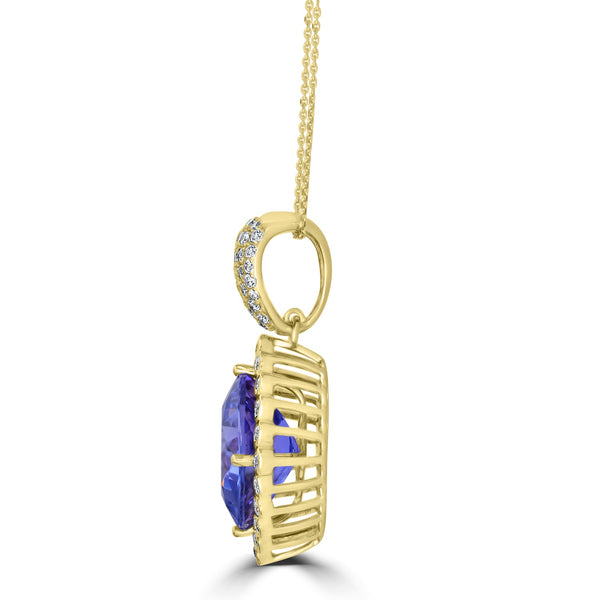 10.61ct Tanzanite Pendant with 0.83tct Diamonds set in 18K Yellow Gold