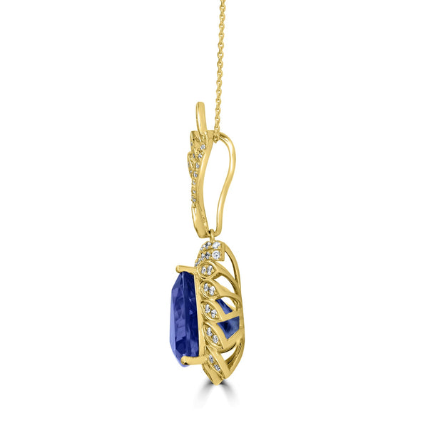 10.55ct Tanzanite Pendant with 0.53tct Diamonds set in 18K Yellow Gold