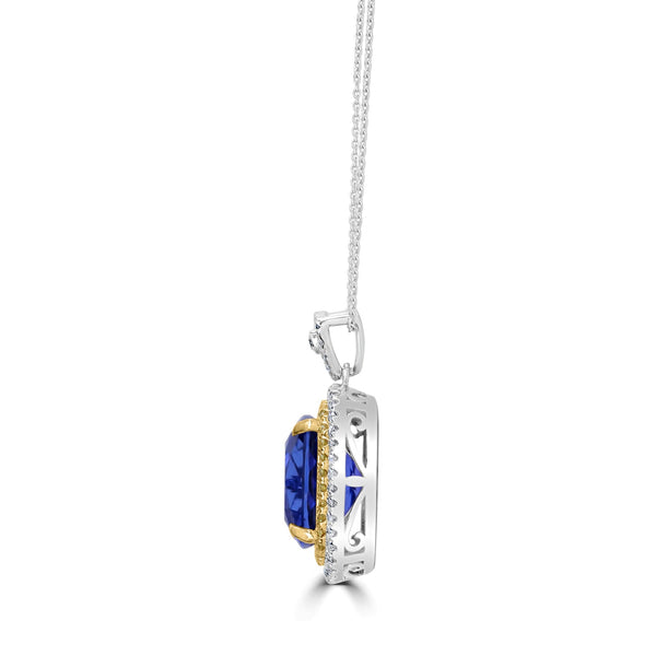 10.5ct Tanzanite Pendant with 0.6tct Diamonds set in 18K Two Tone Gold