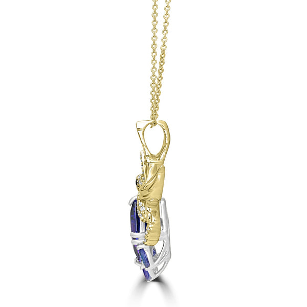 3.89ct Tanzanite Pendants with 0.26tct Diamond set in 14K Two Tone Gold