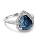 6.7ct Blue Zircon Ring with 0.59tct Diamonds set in 14K White Gold