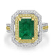 3.02ct Emerald Rings with 0.86tct Diamond set in 18K Two Tone Gold