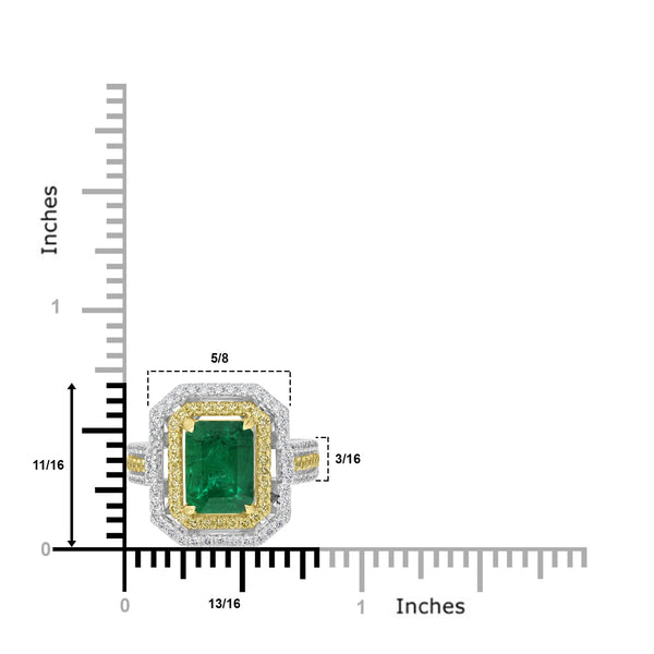 3.02ct Emerald Rings with 0.86tct Diamond set in 18K Two Tone Gold