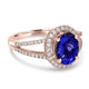 1.56ct Tanzanite Ring with 0.33tct Diamonds set in 14K Rose Gold