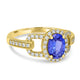 1.08ct Tanzanite Ring with 0.3tct Diamonds set in 14K Yellow Gold