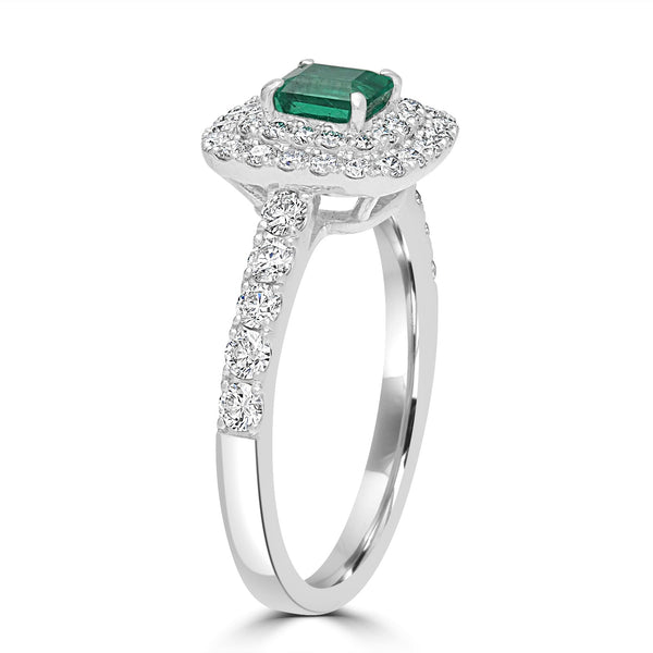 0.5ct Emerald Rings with 0.66tct Diamond set in Platinum 900