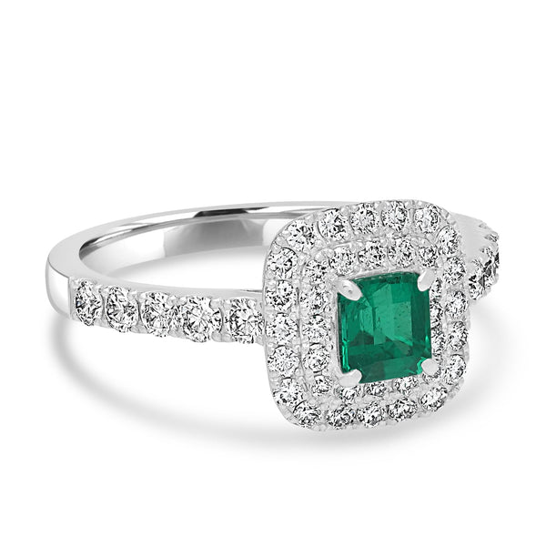 0.5ct Emerald Rings with 0.66tct Diamond set in Platinum 900