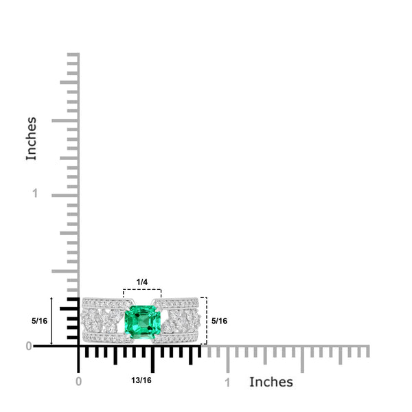 0.96ct Emerald Rings with 0.6tct Diamond set in Platinum 900