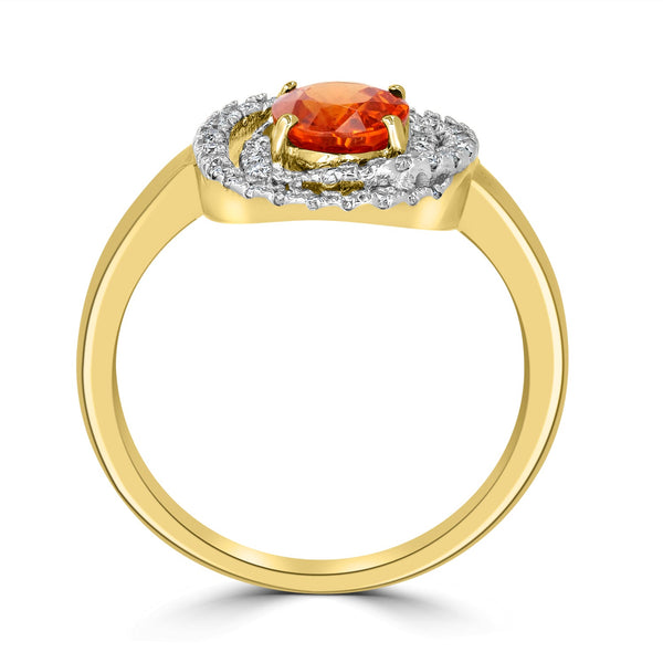 1.7ct Mandarin Garnet Ring with 0.3tct Diamonds set in 14K White Gold