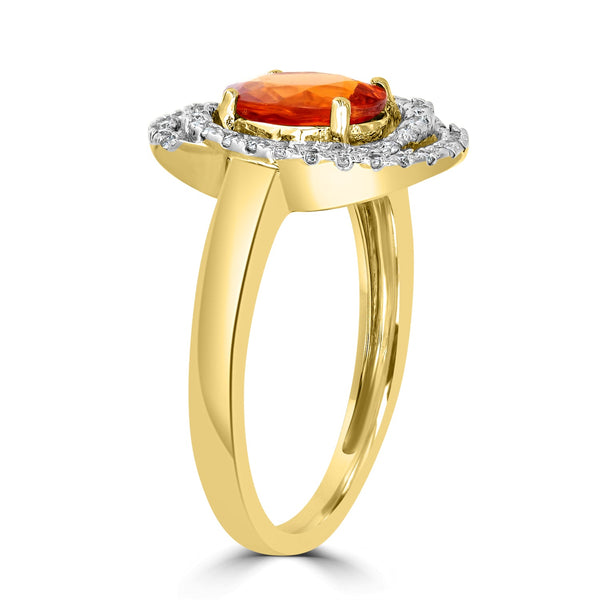 1.7ct Mandarin Garnet Ring with 0.3tct Diamonds set in 14K White Gold