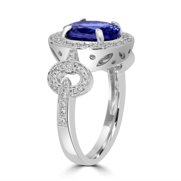 3.18ct Tanzanite Ring with 0.37tct Diamonds set in 14K White Gold