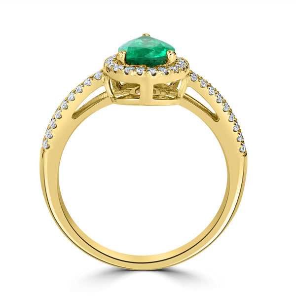 1.15ct Emerald Ring with 0.31tct Diamonds set in 14K Yellow Gold