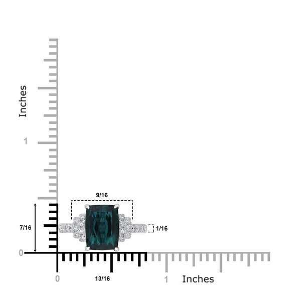 3.54ct  Indicolite Rings with 0.32tct Diamond set in 14K White Gold