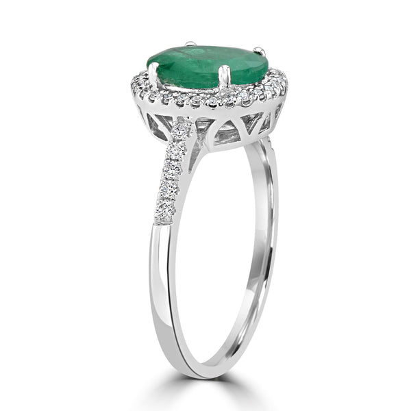 1.75ct Emerald Ring with 0.21tct Diamonds set in 14K White Gold