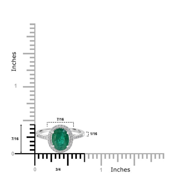 1.75ct Emerald Ring with 0.21tct Diamonds set in 14K White Gold