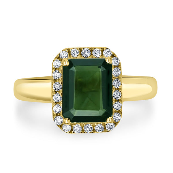 2.14ct Tourmaline Ring with 0.18tct Diamonds set in 14K Yellow Gold