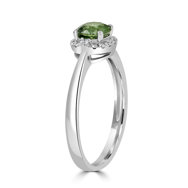 0.99ct Demantoid Garnet Ring with 0.09tct Diamonds set in 14K White Gold