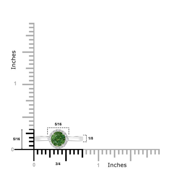 0.99ct Demantoid Garnet Ring with 0.09tct Diamonds set in 14K White Gold