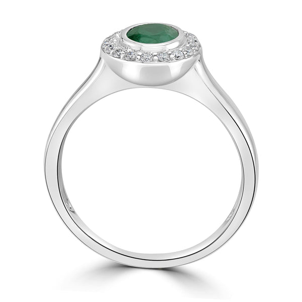 0.67ct Emerald Ring with 0.18tct Diamonds set in 14K White Gold