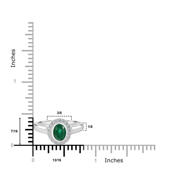 0.67ct Emerald Ring with 0.18tct Diamonds set in 14K White Gold