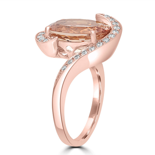 5.57ct Morganite Rings with 0.31tct Diamond set in 14K Rose Gold