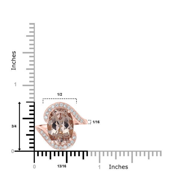 5.57ct Morganite Rings with 0.31tct Diamond set in 14K Rose Gold