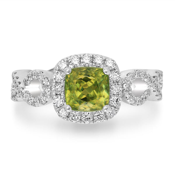 1.62ct Sphene Rings with 0.71tct Diamond set in 14K White Gold