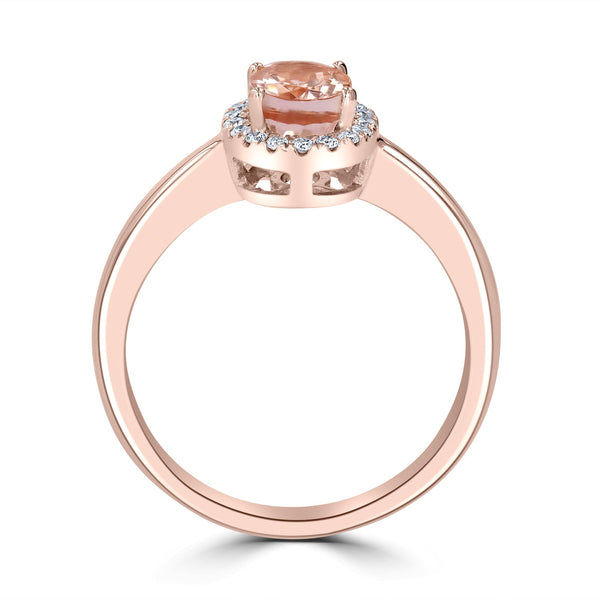 1.05ct Morganite Ring with 0.11tct Diamonds set in 14K Rose Gold