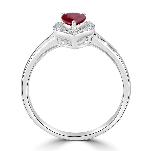 0.55ct Ruby Ring with 0.13tct Diamonds set in 14K White Gold