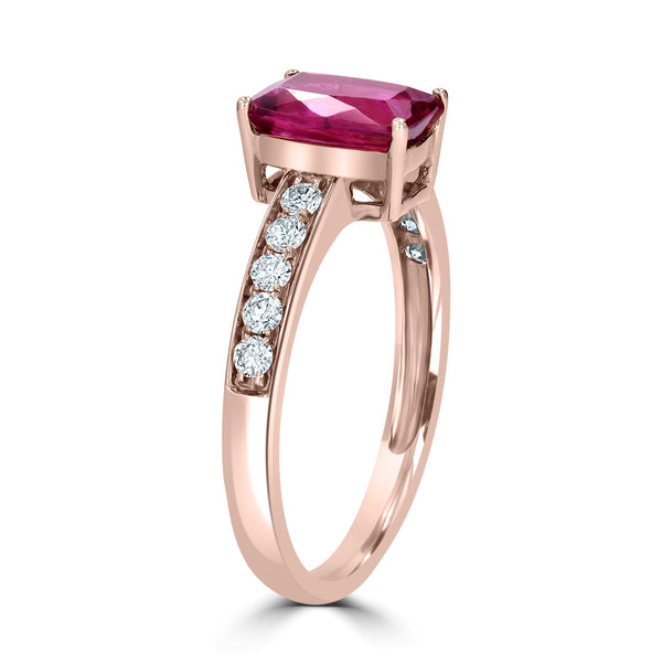 1.47ct Rubellite Ring with 0.24tct Diamonds set in 14K Rose Gold