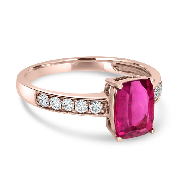 1.47ct Rubellite Ring with 0.24tct Diamonds set in 14K Rose Gold