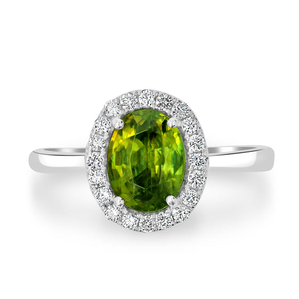 2.13ct Sphene Ring with 0.23tct Diamonds set in 14K White Gold