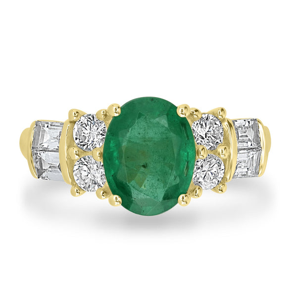 1.54ct  Emerald Rings with 0.73tct Diamond set in 14K Yellow Gold