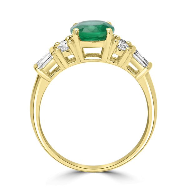 1.54ct  Emerald Rings with 0.73tct Diamond set in 14K Yellow Gold