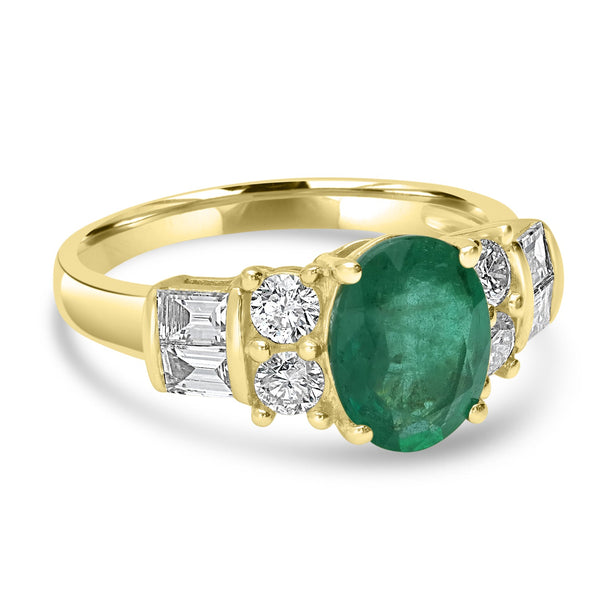 1.54ct  Emerald Rings with 0.73tct Diamond set in 14K Yellow Gold