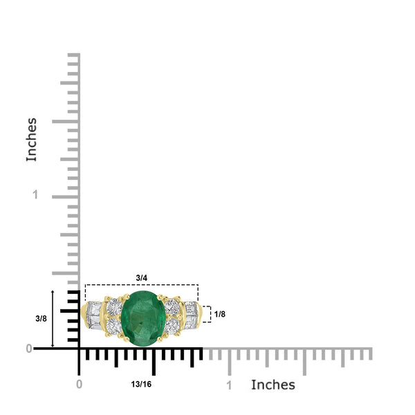 1.54ct  Emerald Rings with 0.73tct Diamond set in 14K Yellow Gold