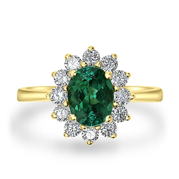 1.48ct Tourmaline Ring with 0.65tct Diamonds set in 14K Yellow Gold