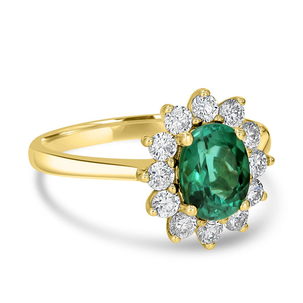 1.48ct Tourmaline Ring with 0.65tct Diamonds set in 14K Yellow Gold