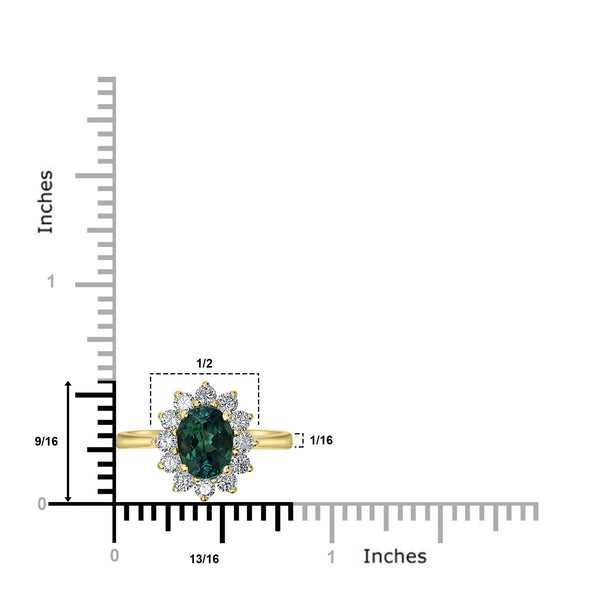 1.48ct Tourmaline Ring with 0.65tct Diamonds set in 14K Yellow Gold