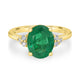 3ct Emerald Ring with 0.11tct Diamonds set in 14K Yellow Gold