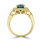 3.28ct  Blue Zircon Rings with 0.27tct Diamond set in 18K Yellow Gold