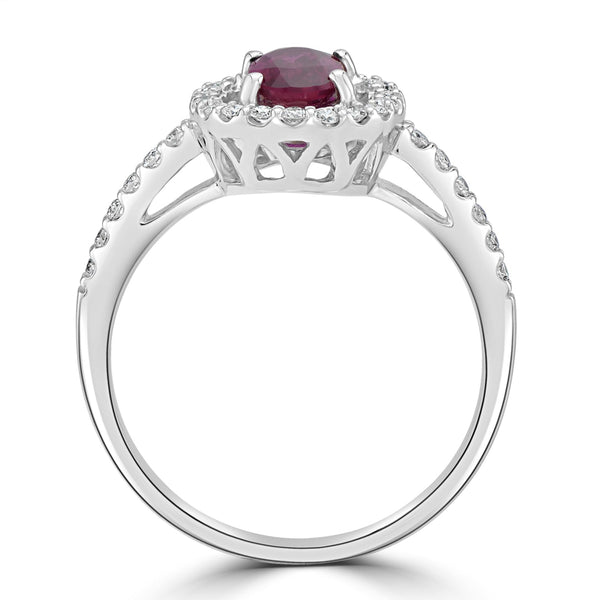 0.91ct Ruby Ring with 0.26tct Diamonds set in 14K White Gold