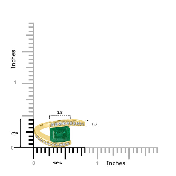 1.74ct Emerald Ring with 0.22tct Diamonds set in 14K Yellow Gold